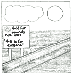 pencil drawing of 4-H sign by road